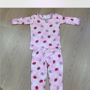 Adorable Pink Lip Print Kids Pajama Set